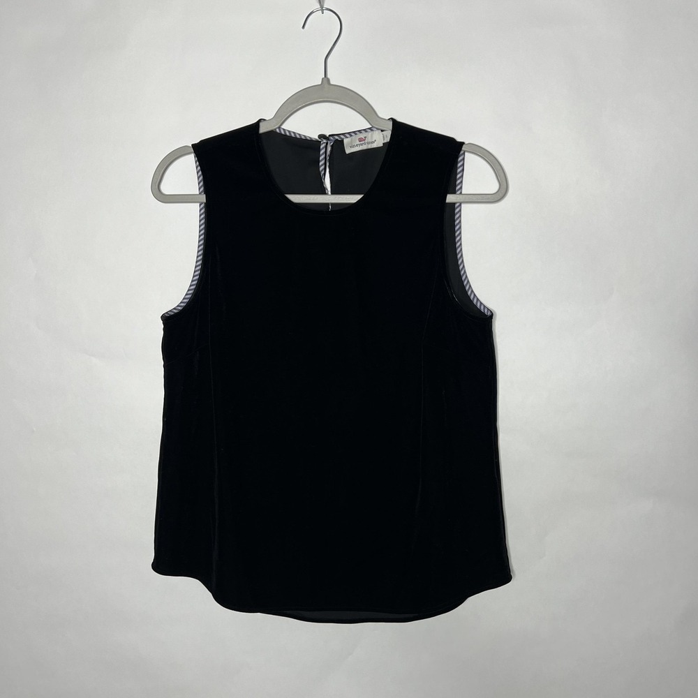 Vineyard Vines Tank Top Womens Small Black Velvet Sleeveless Party Shell Holiday